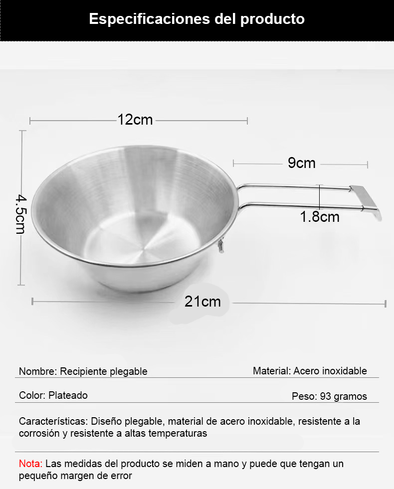 Plato Plegable de Acero Inoxidable
