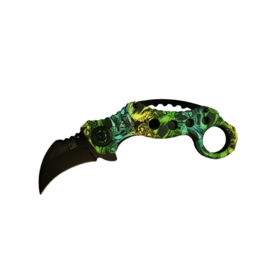 Cuchillo Karambit de Acero Inoxidable · Verde Oscuro
