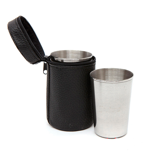 Set de 4 Vasos de Aluminio con Estuche