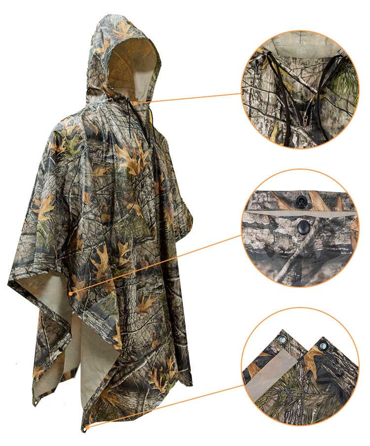 Poncho o Capa para Lluvia Camuflado – Impermeable y Multifuncional
