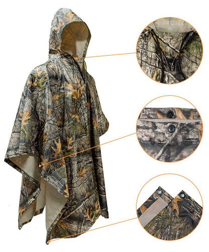 Poncho o Capa para Lluvia Camuflado – Impermeable y Multifuncional