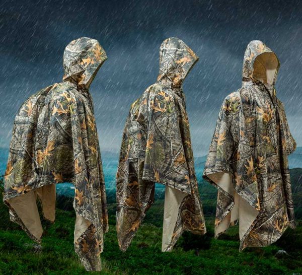Poncho o Capa para Lluvia Camuflado – Impermeable y Multifuncional