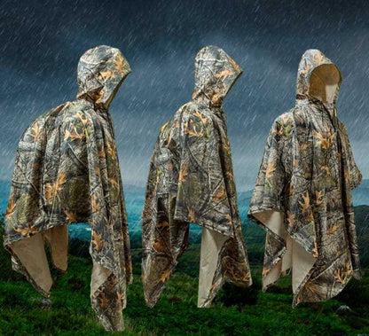 Poncho o Capa para Lluvia Camuflado – Impermeable y Multifuncional