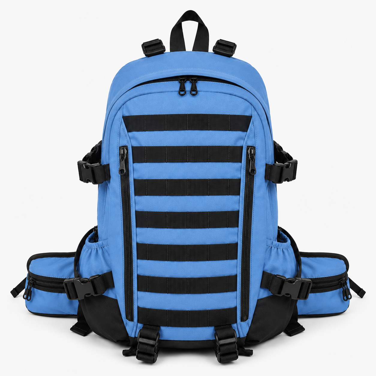 Mochila Táctica Outdoor 35L (Modelo 1) Celeste con Velcro Negro · Fabricación Nacional