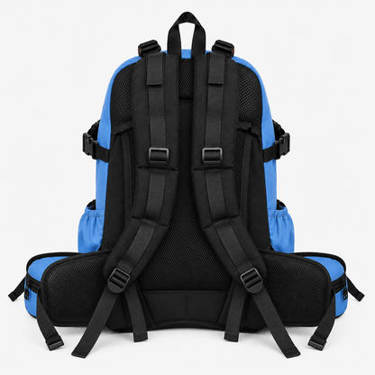 Mochila Táctica Outdoor 35L (Modelo 1) Celeste con Velcro Negro · Fabricación Nacional