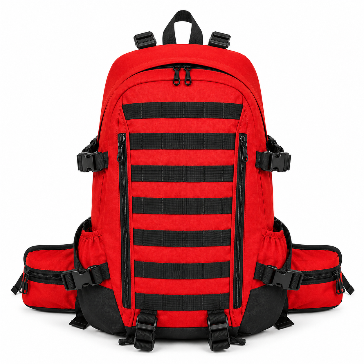 Mochila Táctica Outdoor 35L (Modelo 1) Rojo con Velcro Negro · Fabricación Nacional