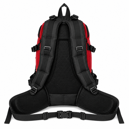 Mochila Táctica Outdoor 35L (Modelo 1) Rojo con Velcro Negro · Fabricación Nacional