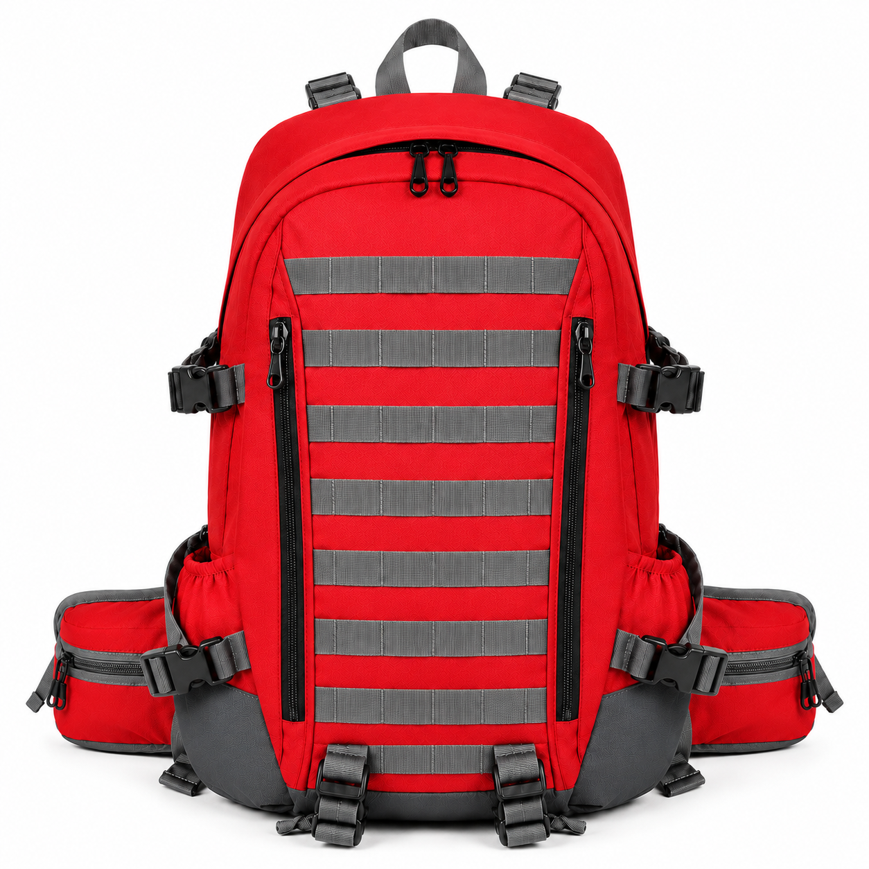 Mochila Táctica Outdoor 35L (Modelo 1) Rojo con Velcro Gris · Fabricación Nacional