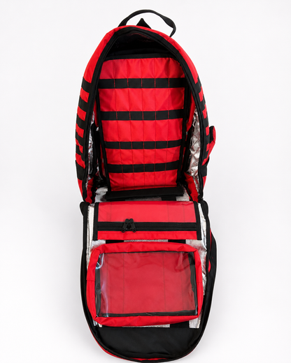 Mochila Táctica de Primeros Auxilios Modular Roja con Interior Aluminizado y Cruz Negra