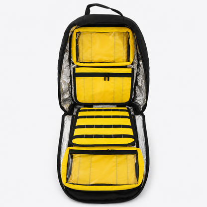 Mochila Táctica de Primeros Auxilios Modular Negra con Interior Aluminizado y Cruz Reflectante