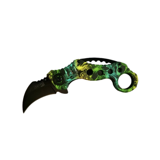 Cuchillo Karambit de Acero Inoxidable · Verde Oscuro