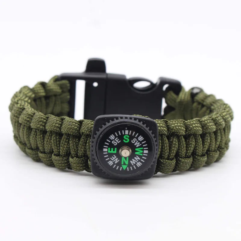 Pulsera de Cuerda con Silbato y Brújula para Exteriores