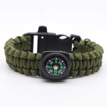 Pulsera de Cuerda con Silbato y Brújula para Exteriores