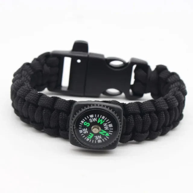 Pulsera de Cuerda con Silbato y Brújula para Exteriores