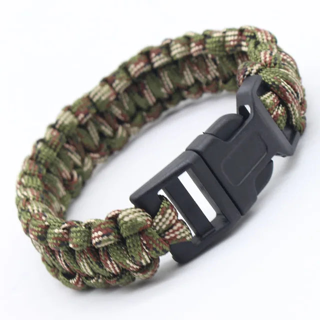 Pulsera de Cuerda con Silbato y Brújula para Exteriores