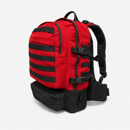 Mochila Táctica Outdoor 40L (Modelo 2) Roja con Negra · Fabricación Nacional