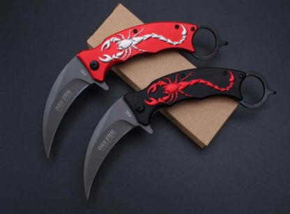 Cuchillo Karambit Plegable Diseño Escorpión · Acero