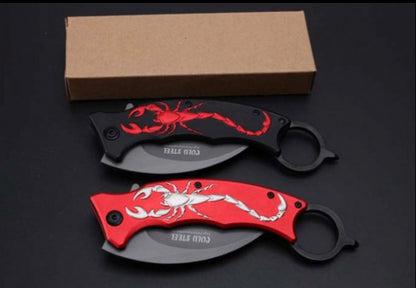 Cuchillo Karambit Plegable Diseño Escorpión · Acero