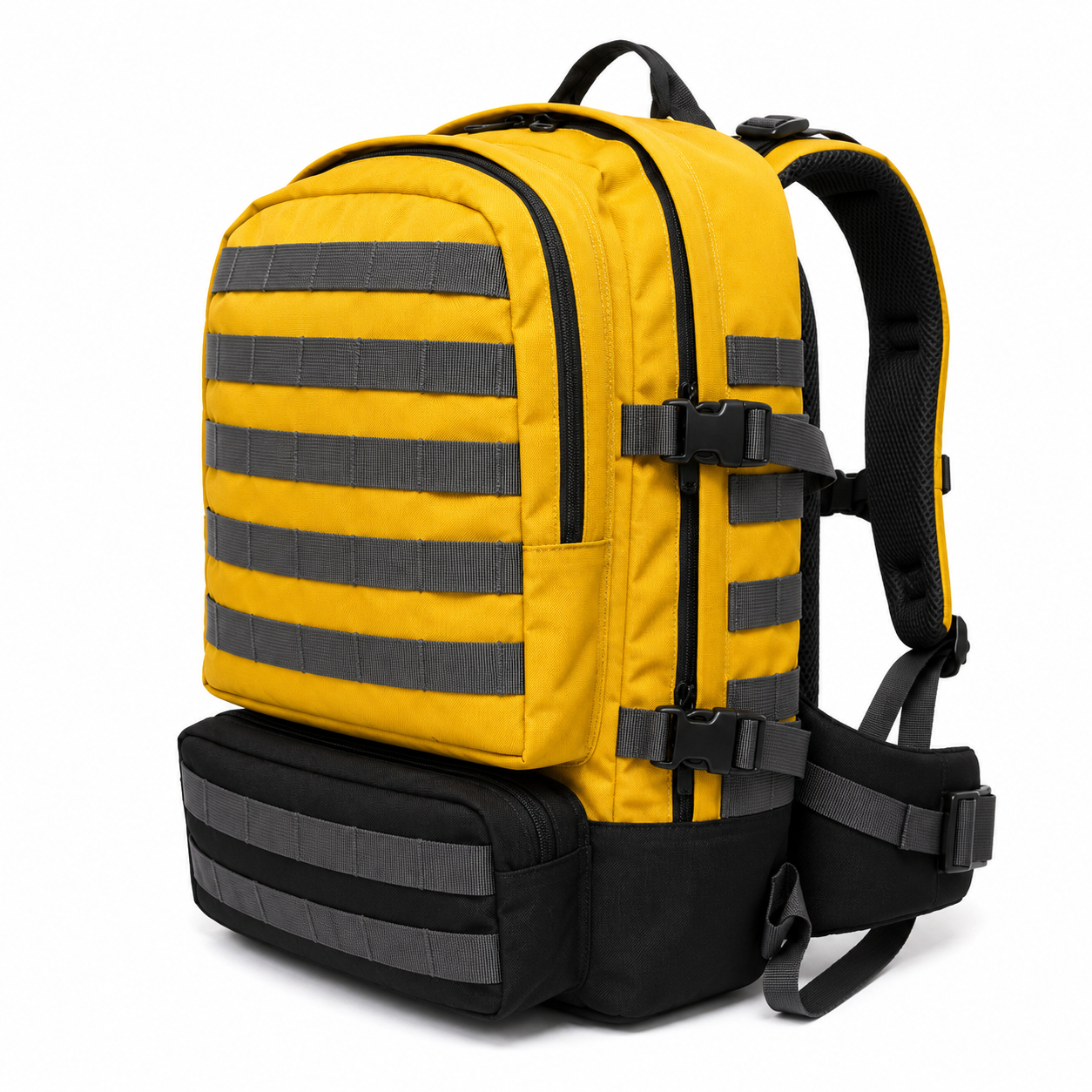 Mochila Táctica Outdoor 40L (Modelo 2) Amarillo con Negro · Fabricación Nacional